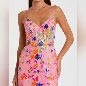 Mac Duggal Pink Embellished Lace & Sequin Gown, size 2, NWT